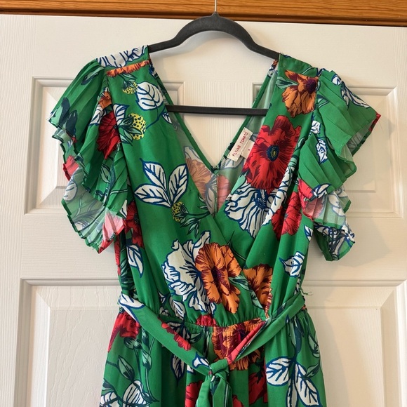 Flying Tomato Stunning Tropical Print ruffled Faux Wrap beach boho Dress - Picture 2 of 6